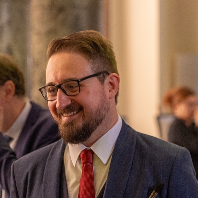 Andrea Spinelli all'inaugurazione della mostra Il Testimone al Palazzo di Giustizia di Milano