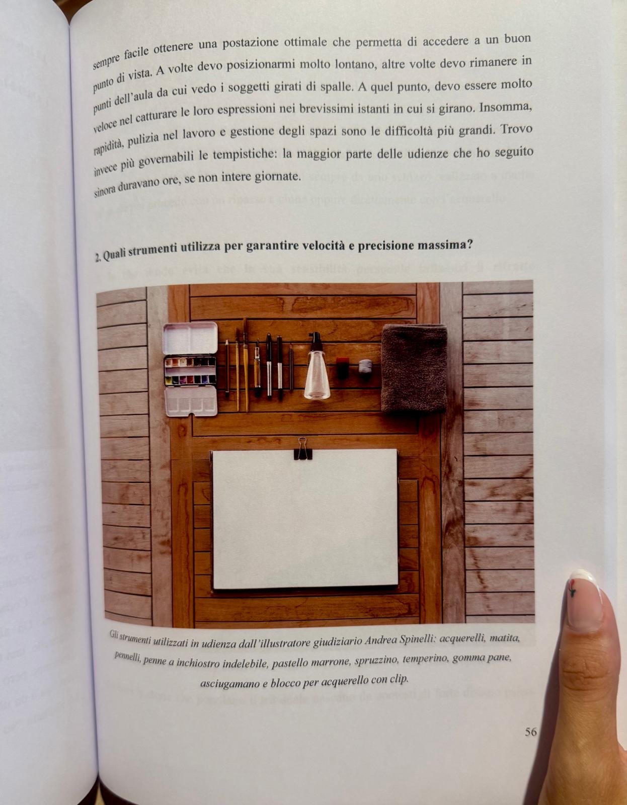 Pagina della tesi sugli strumenti dell'illustratore giudiziario