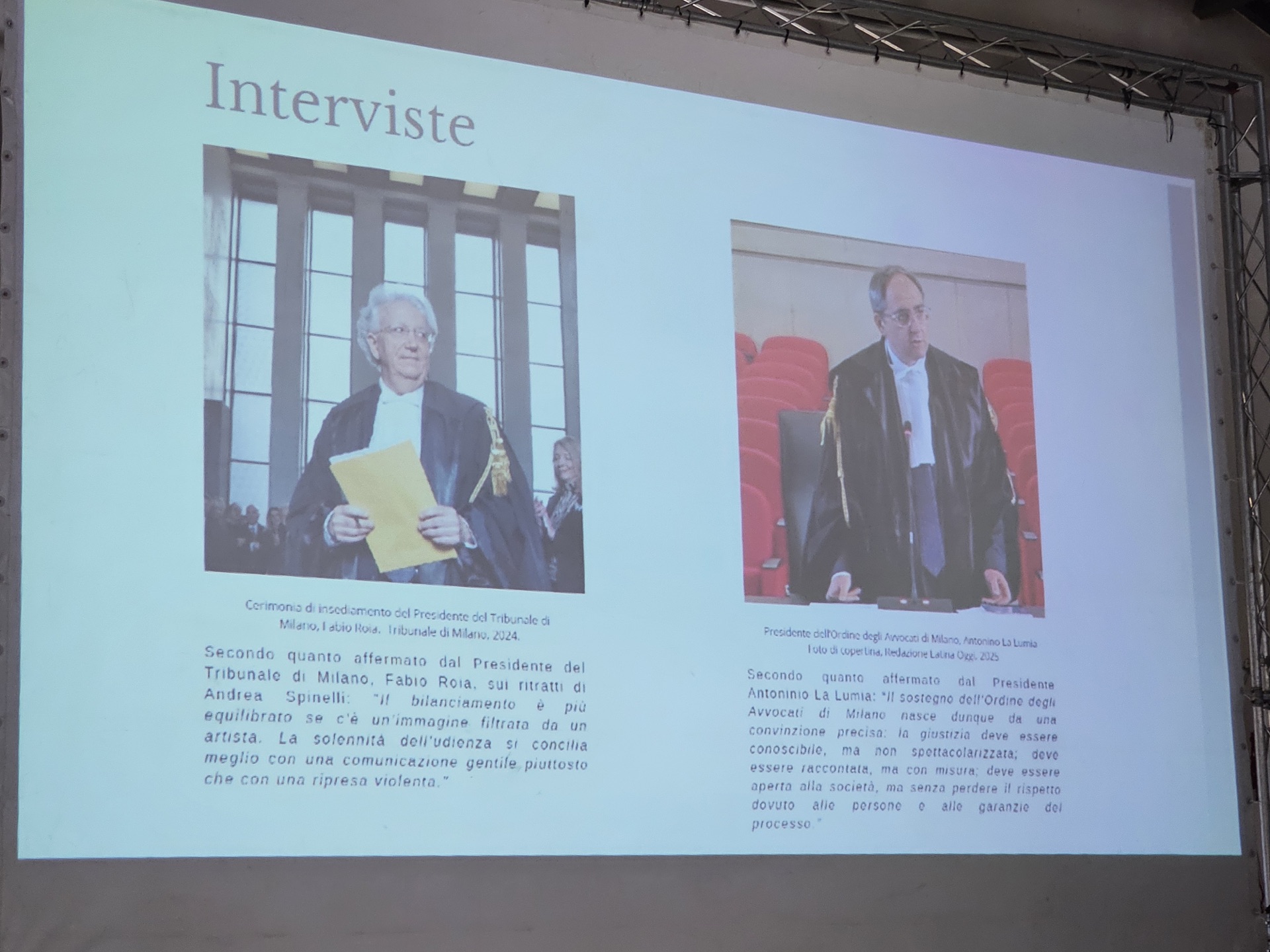 Slide della tesi con Fabio Roia e Antonino La Lumia